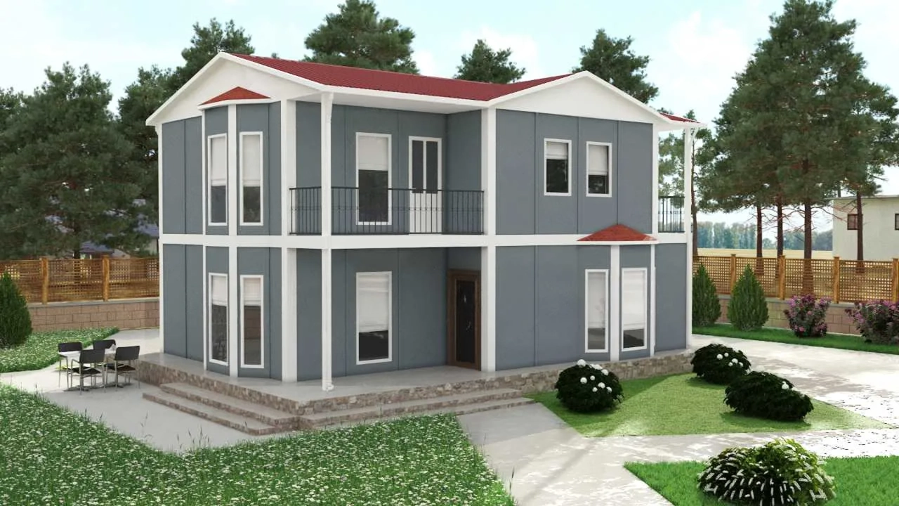 155m2-iki-katli-prefabrik-ev-2 155 m² 2 Katlı Prefabrik Ev - Görsel 1