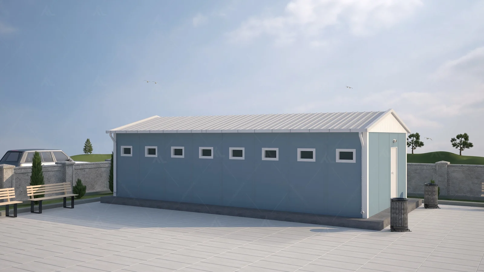 52m2-wc-dus 52 m² Prefabrik WC & Duş Binası - Görsel 1